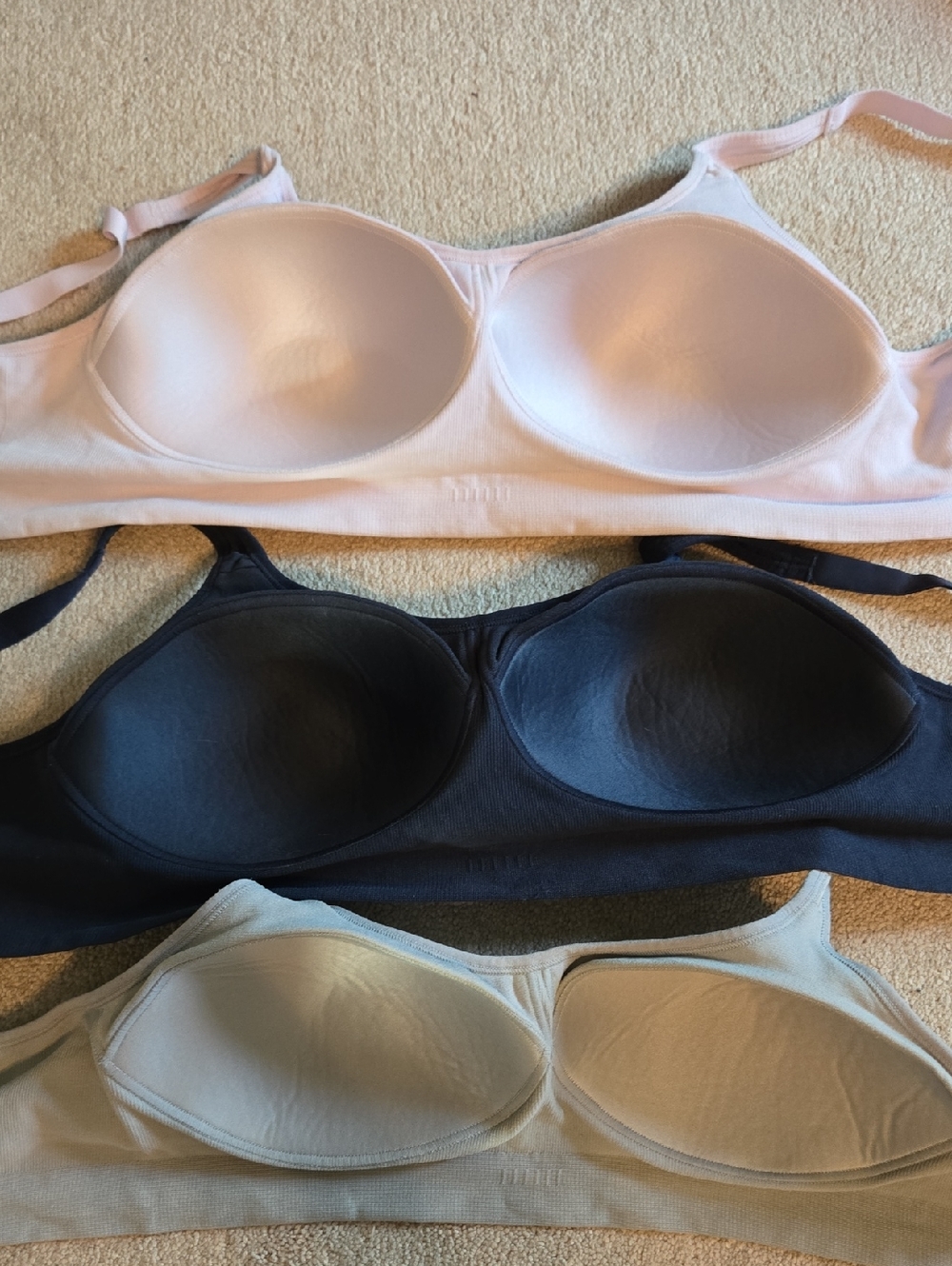 Three Underoutfit Style 459 Seamless Wire-Free Bras Lilac Gray Dark Blue XL - Picture 4 of 4